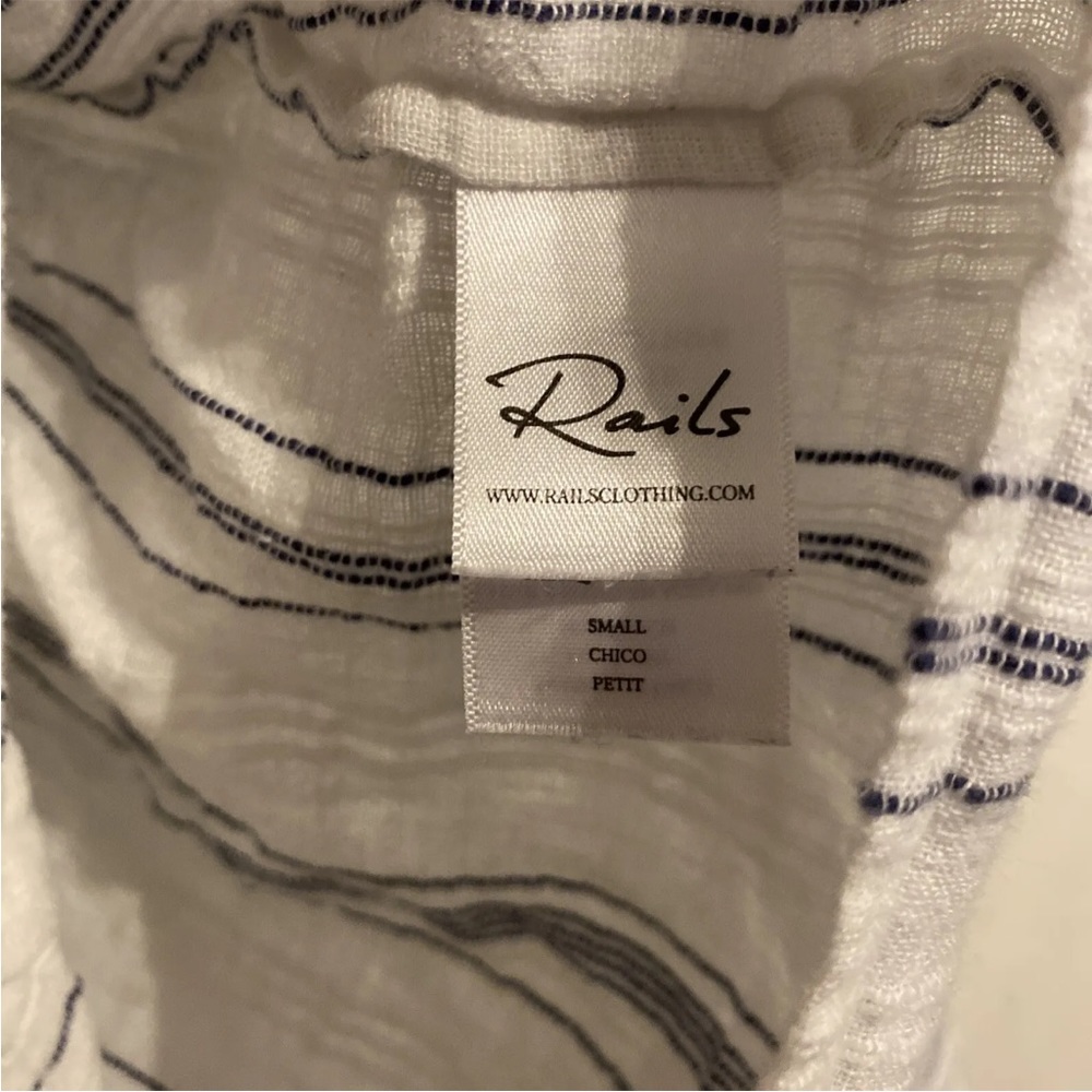 Rails Small Celeste Chalet Stripe Linen Button Bl… - image 5